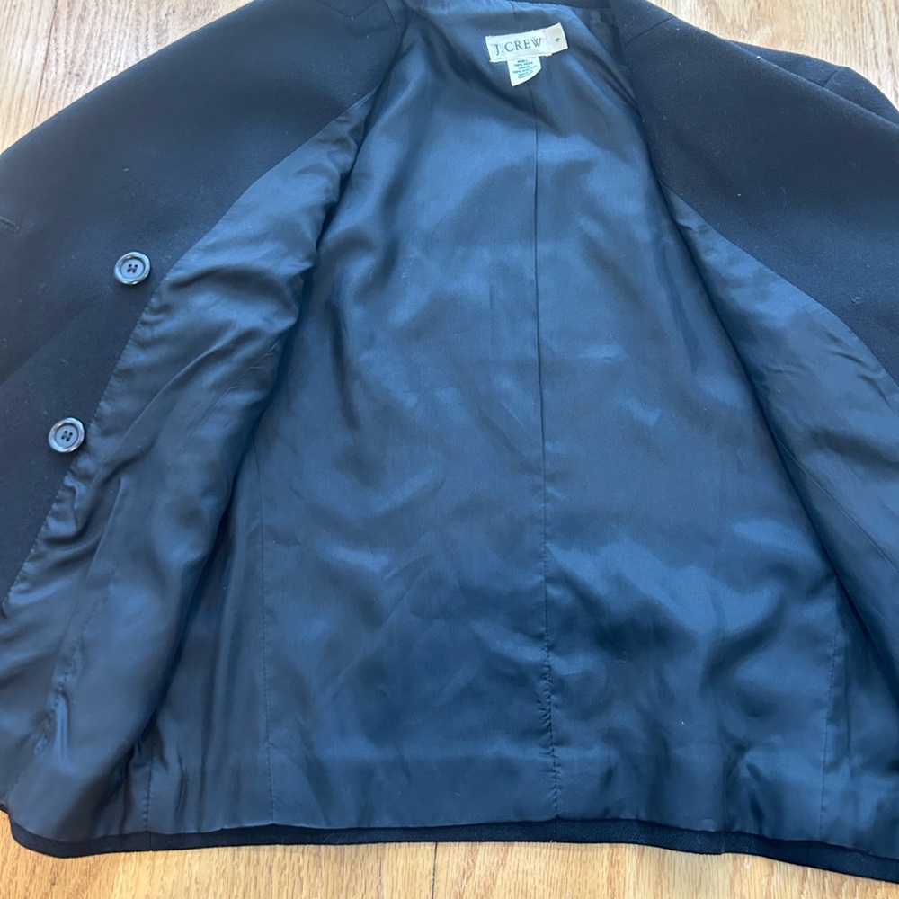 J. Crew‎ Black Wool Double Breasted Peacoat Jacket Lined Size 4 READ Office - Picture 10 of 10